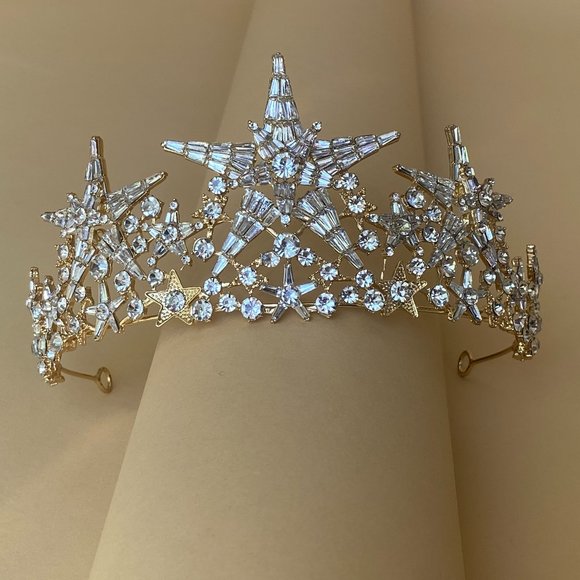 GGF | Accessories | Art Deco Tiara Big Star Crown Costume 